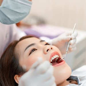 a patient undergoing a dental checkup